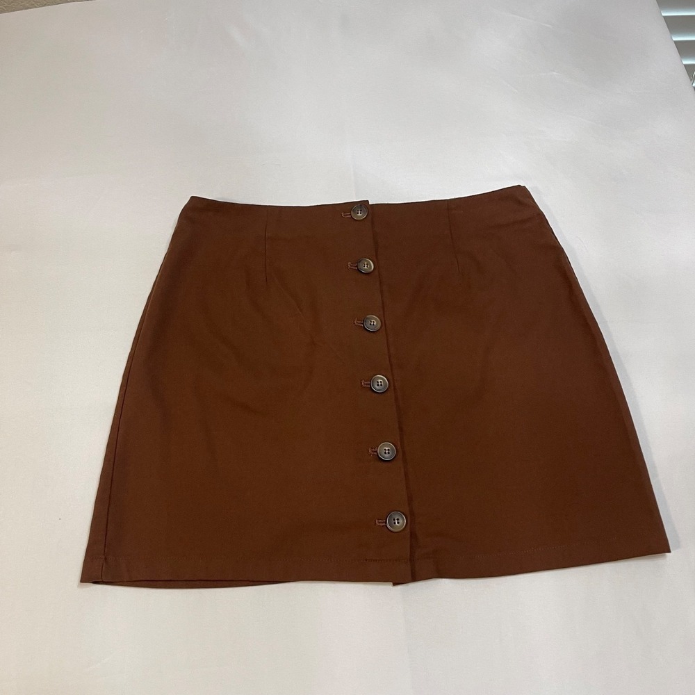 Forever 21 Women's Button Front Mini Skirt Brown Size Large